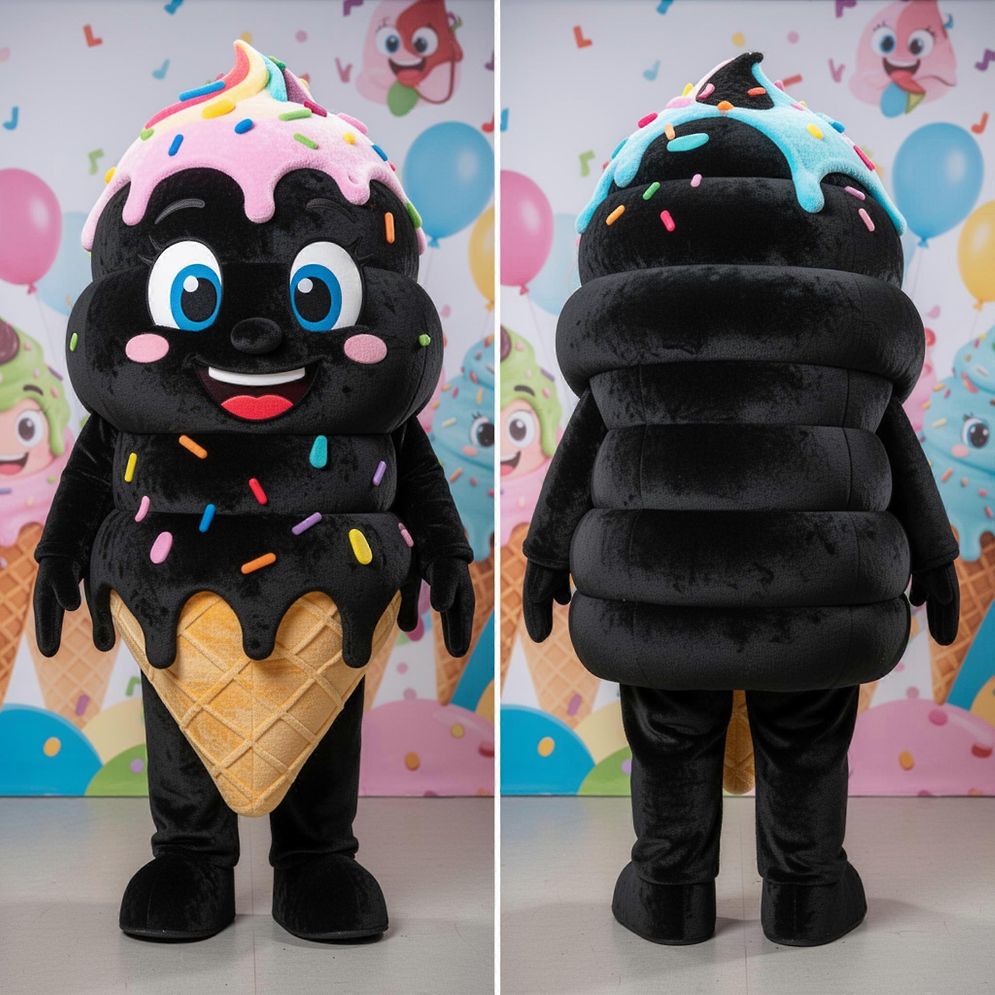 MASTICOT Chocolate Brown Rounded Ice Cream Mascot