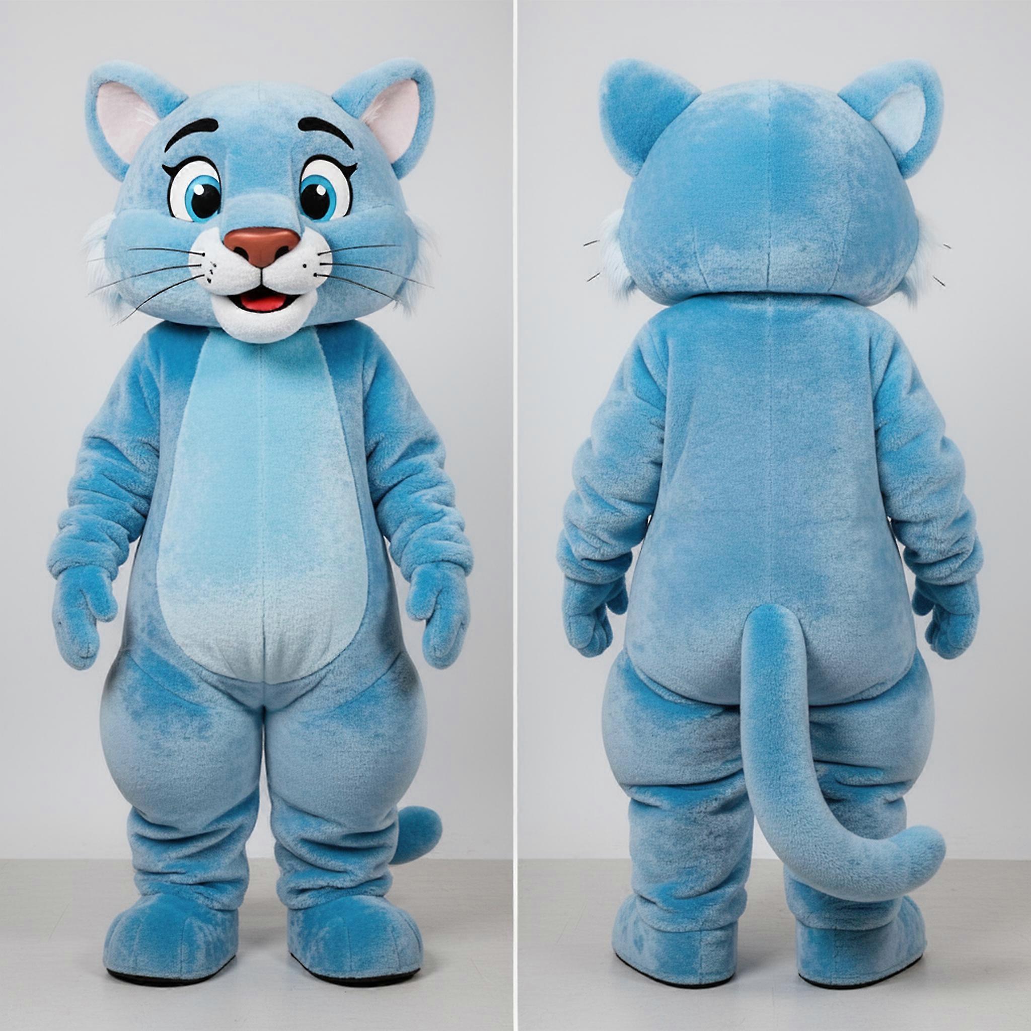 MASTICOT Sky Blue Expressive Mountain Lion Mascot