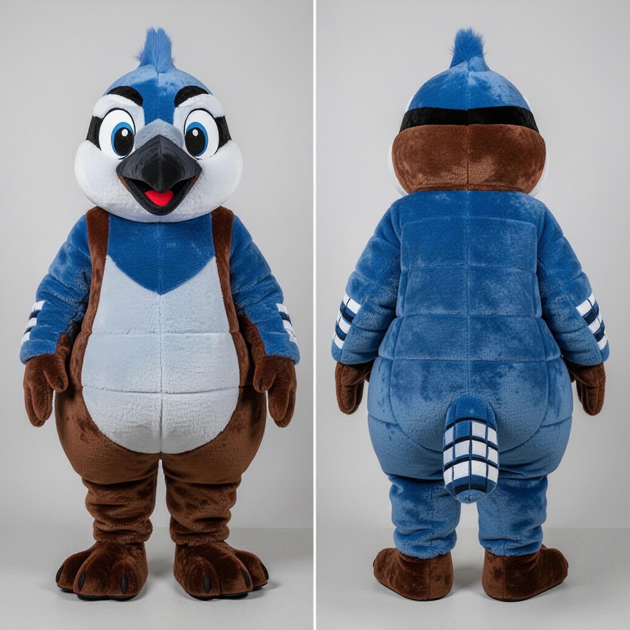 MASTICOT Vibrant Blue Crested Blue Jay Mascot