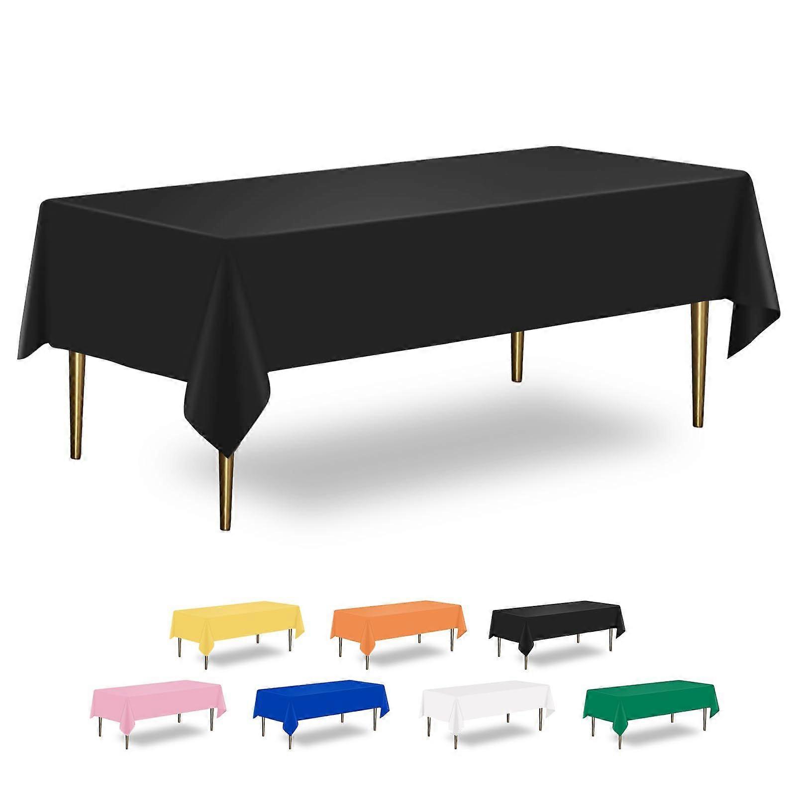 6 Pack Black Disposable Tablecloth, 54 x 108 Inch, Rectangular