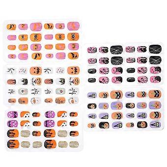 Kids Fake Nails Full Cover False Nail for Decoration 120Pcs Assorted Color Halloween