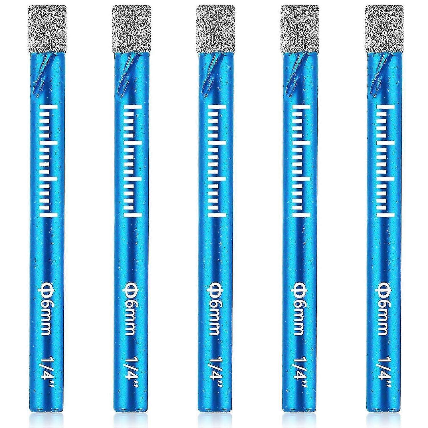 Tile Drill Bit, 5pcs 6mm Vacuum Brazed Diamond Drill Bits Brazed Tile Drill Bits