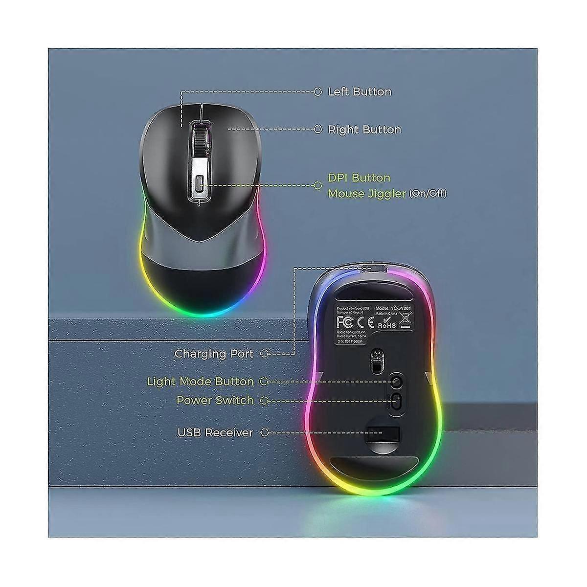 Rechargeable Wireless Mouse Automatic Mouse Mover Device With On/off Switch Prevent Computer Enter