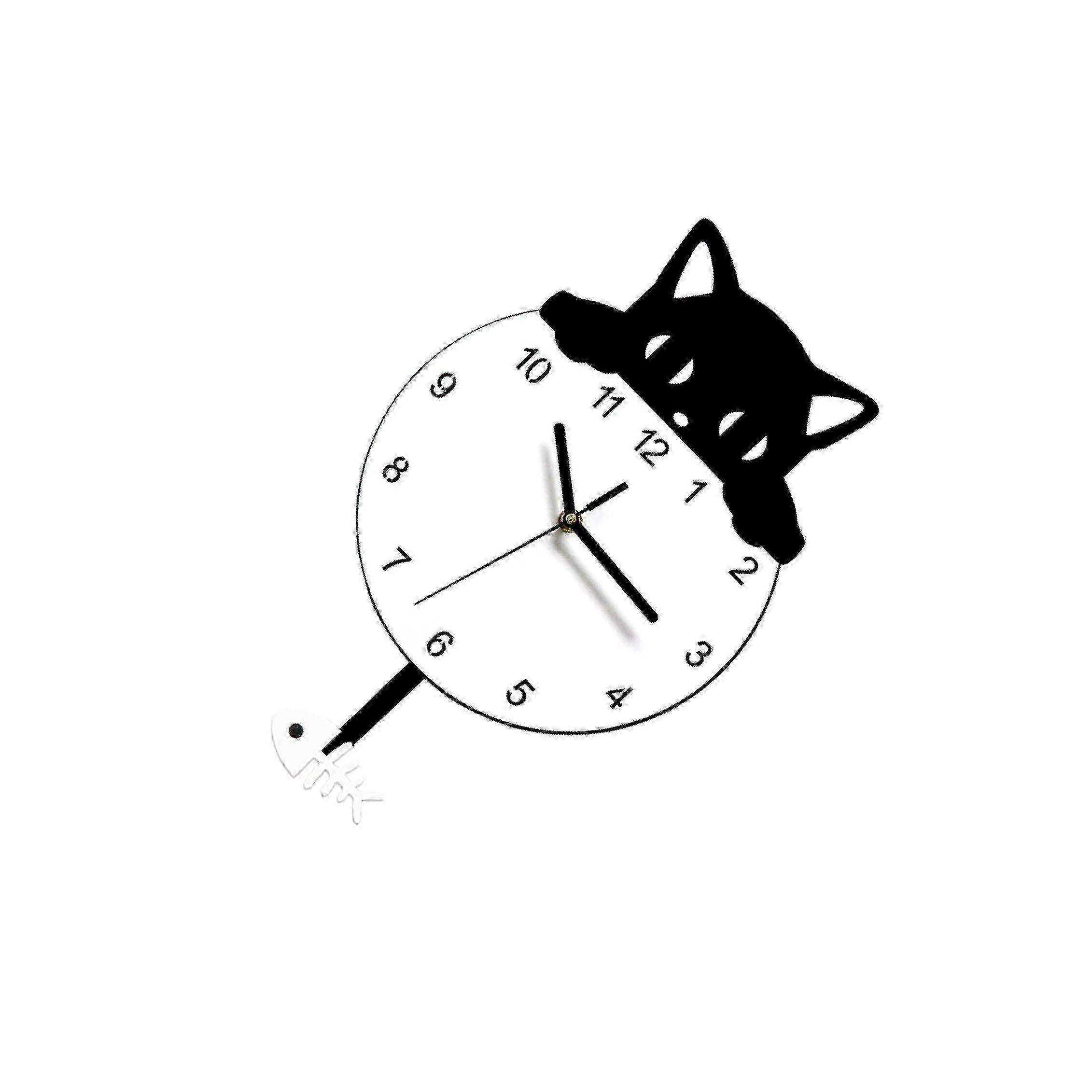 Acrylic Cat Silhouette Silent Wall Clock