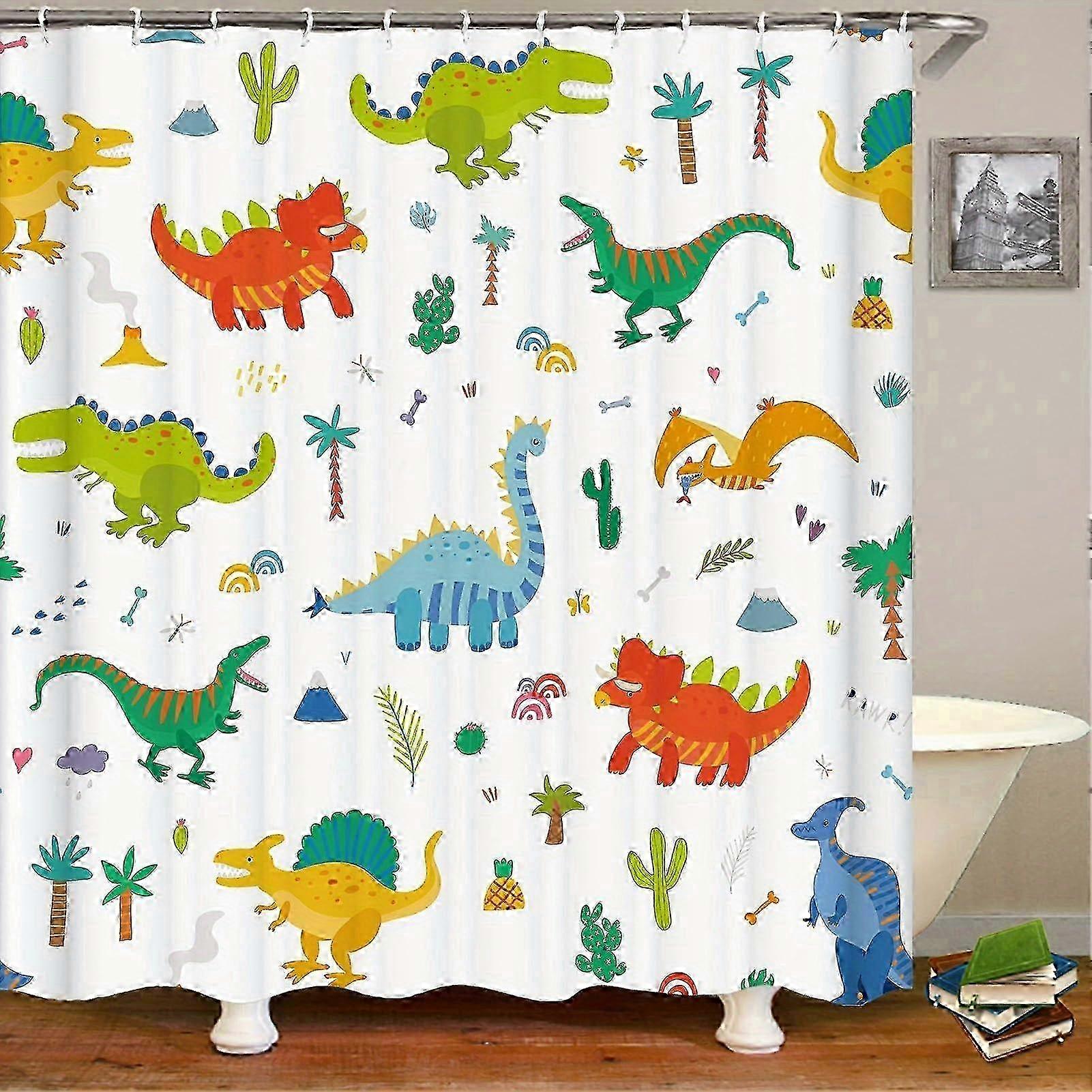 Dino Shower Curtain 71x71 Polyester Fabric