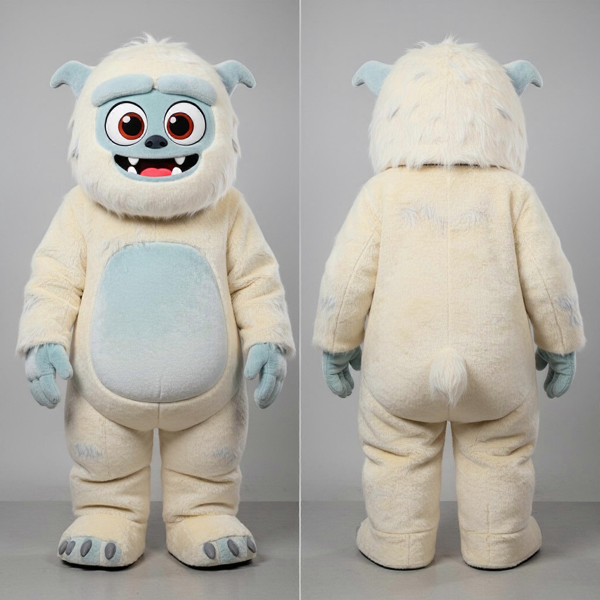 MASTICOT Creamy White Fluffy Yeti Mascot