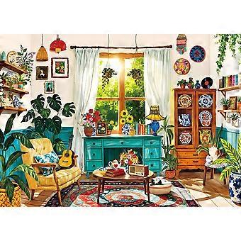 Puzzles for Adults Cozy Boho Living Room Scene Jigsaw Puzzles for Relaxation Plant Lovers  GYU269