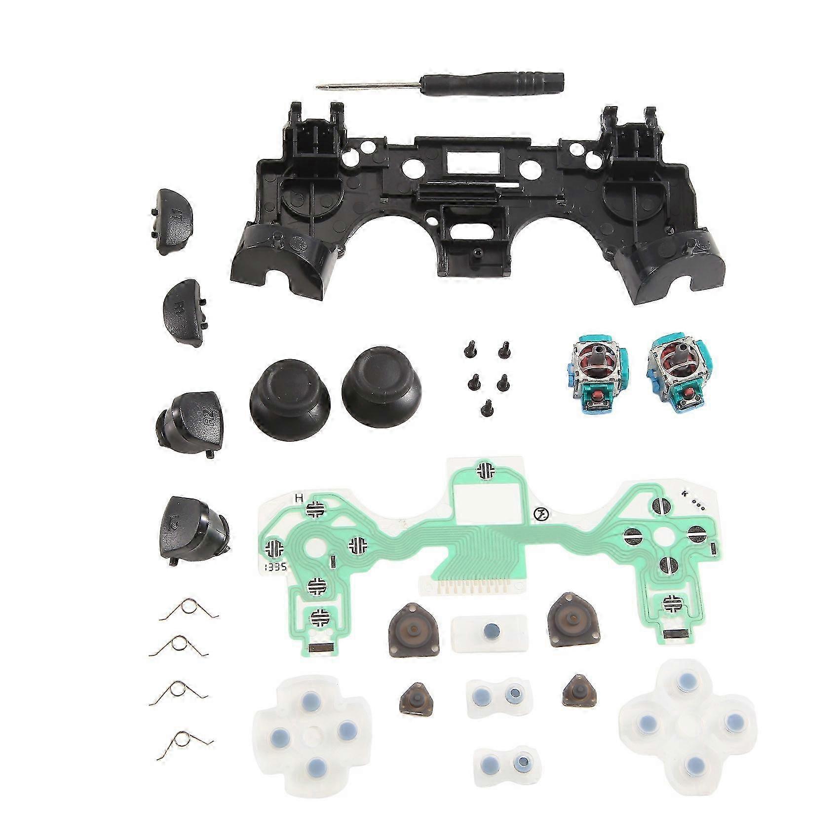 1Set compatible with -001 Controller Trigger Buttons 3D Sensor Analog Thumb Stick Caps & Screws Tools