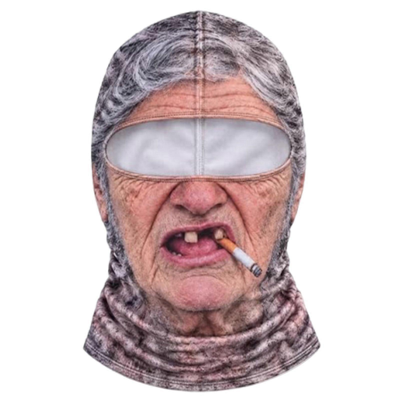 Masque de ski en forme de visage de vieil homme amusant, cagoule intégrale originale avec moustache, protection faciale sportive antivent pour l'hiver, cadeau original. (26 pièces)
