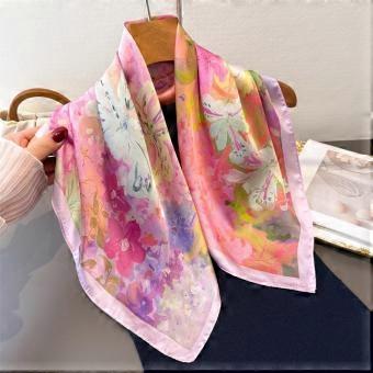 New Satin Square Silk Scarf Printed Floral Bandana Female Foulard Beach Shawl Wraps Women