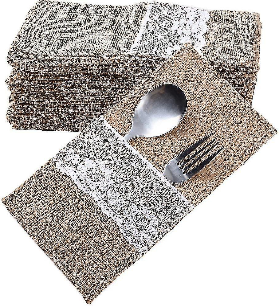 40pcsカバーバッグバーラップレースカバーポーチカバーホルダーヴィンテージクリスマス