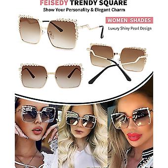 2 stuks trendy vierkante aviator-zonnebril voor dames, platte designer 2 stuks trendy vierkante aviator-zonnebril voor dames, platte designer