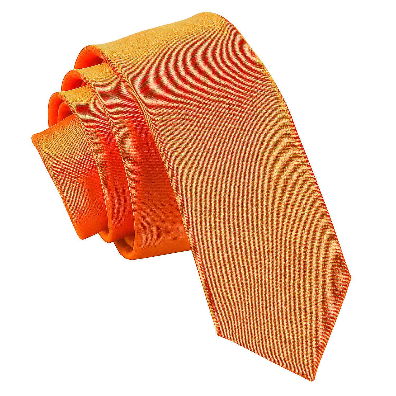 Burnt Orange Plain Satin Skinny Tie