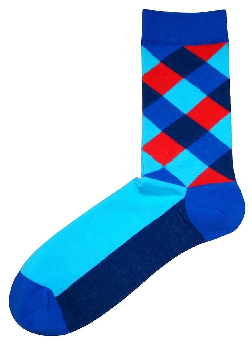 Bassin and Brown Multi Check Socks - Blue/Navy/Red