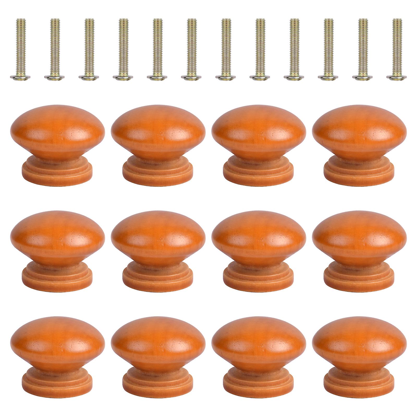 12pcs Cabinet Knobs 33mm Wood Cupboard Drawer Knobs For Furniture