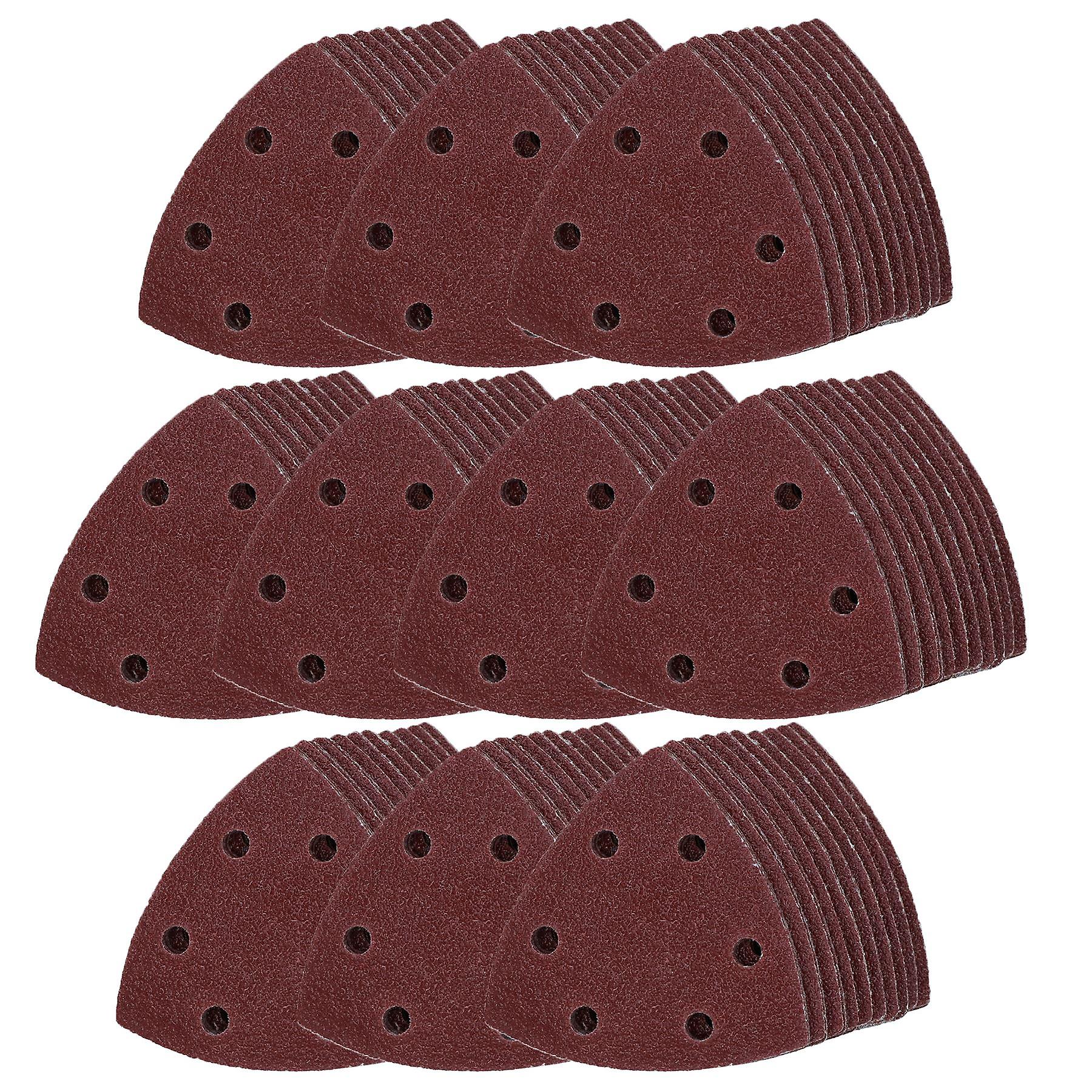90mm Triangular Sanding Abrasive Discs Pads Hook Loop Backing Mixed Grit 500pk