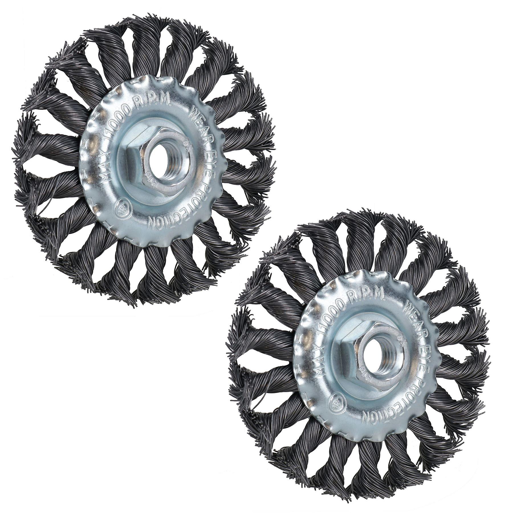 100mm Flat Twist Knot Rotary Wire Brush Wheel Deburring Rust Paint Removal 2pc
