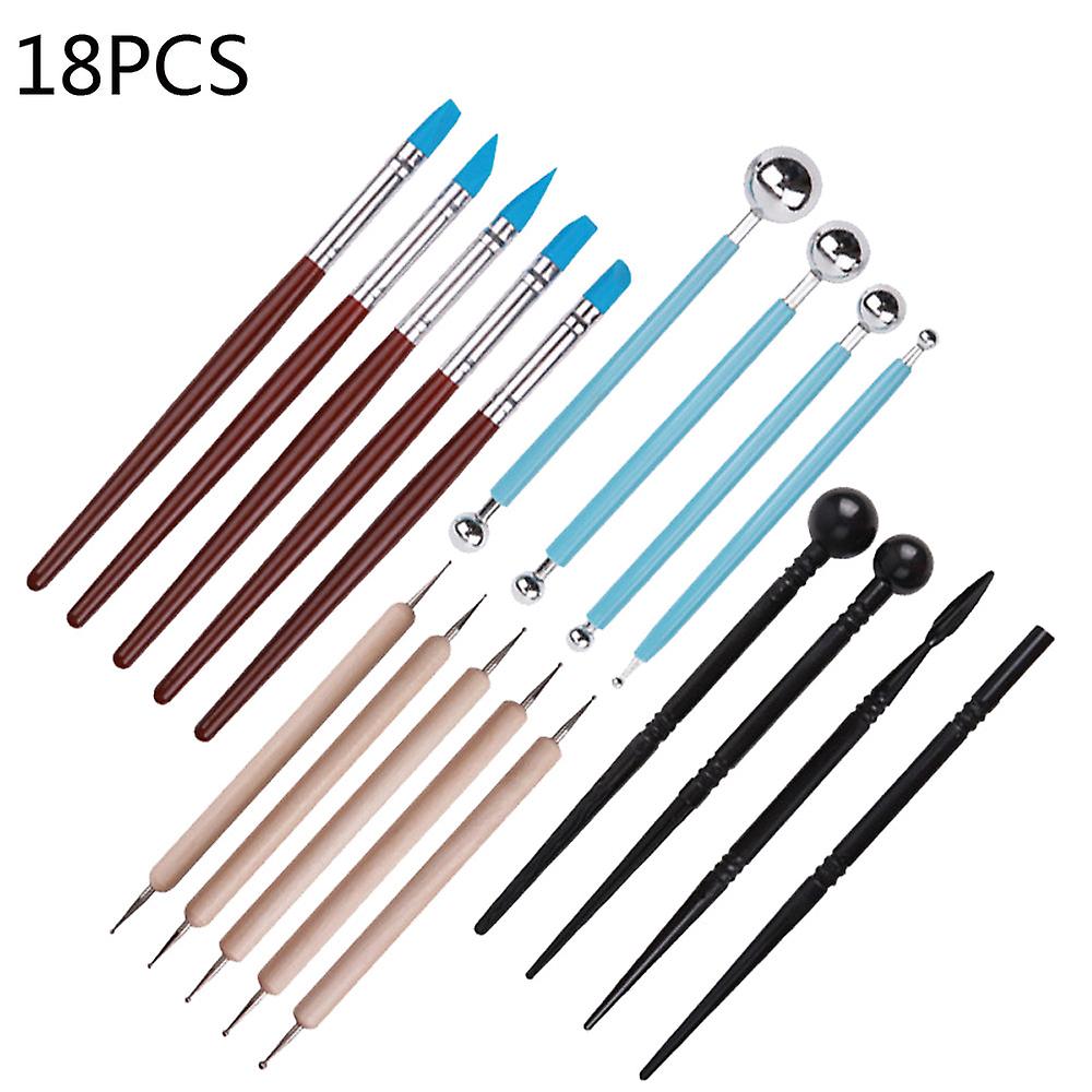 18Pcs Clay Tool Sculpture Modeling Tools Ball Stylus Dotting Tools For Pottery Sculpture Rock Painting Mandala Art Carving Tool