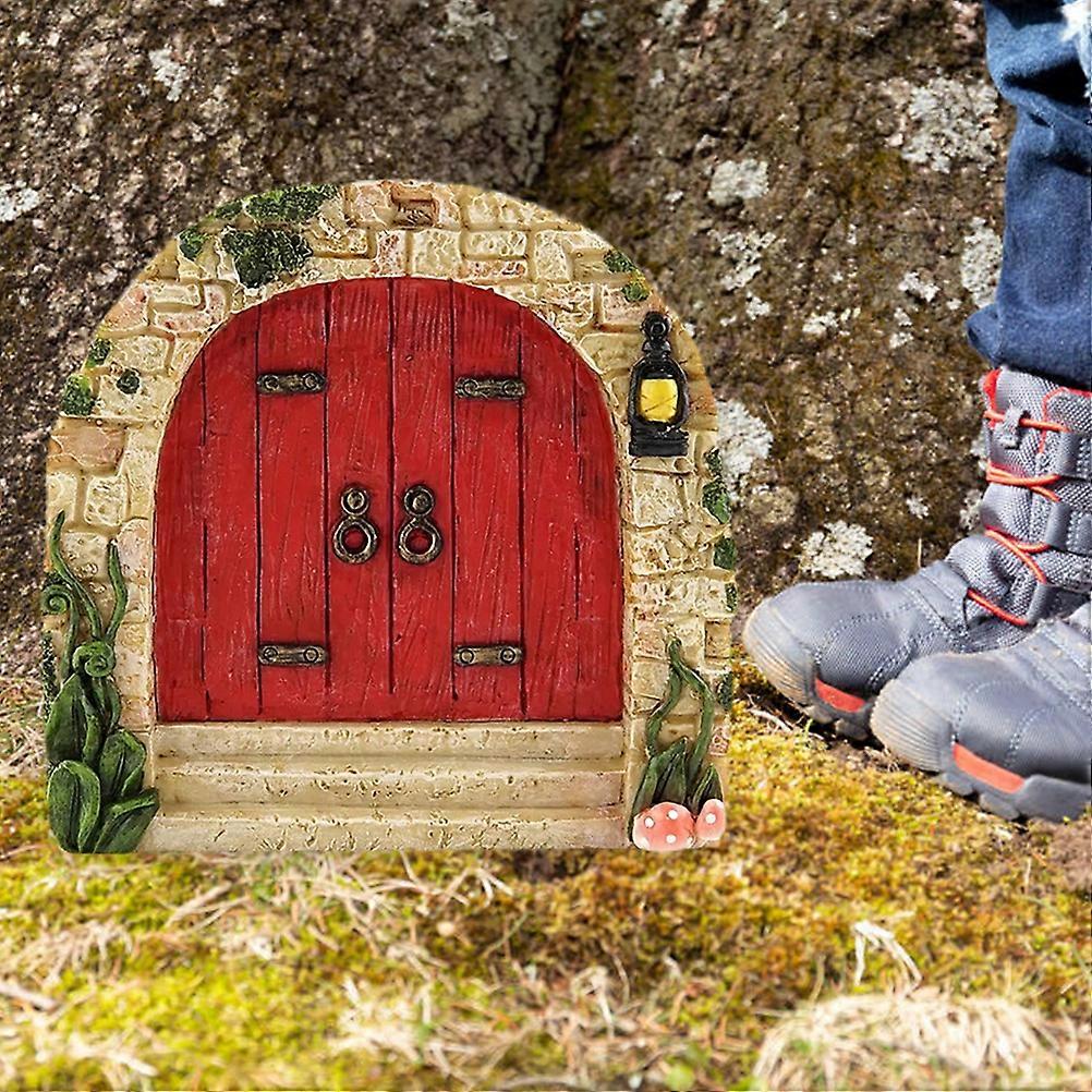 木のための妖精の扉 ミニチュア妖精の庭 屋外装飾アクセサリー 庭の芸術彫刻 子供部屋の壁の木の装飾