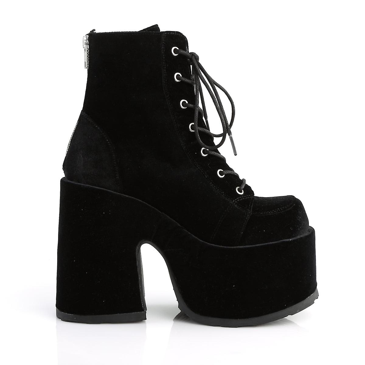 Demoniacult womens ankle boots camel-203 blk velvet
