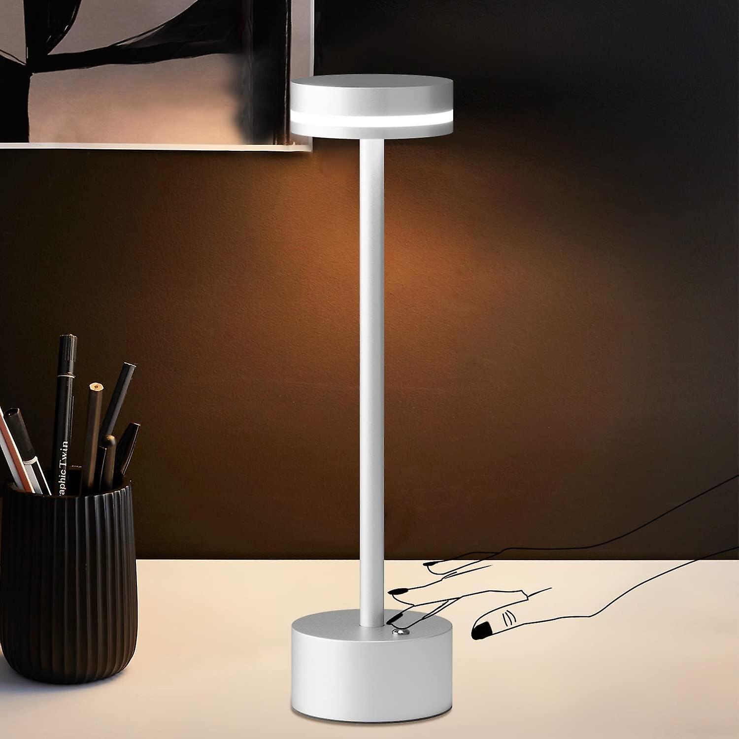 Neoglint LED Cordless Table Lamp Metal Bedside Nightstand Lamp Touch Control Stepless Dimmable 3 Lig