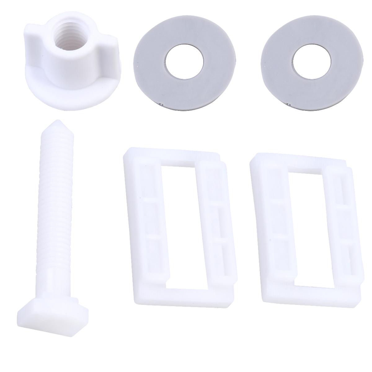 6Pcs Plastic Toilet Seat Hinge Bolt Screw with Nuts and Washers Set 39 x 24mm