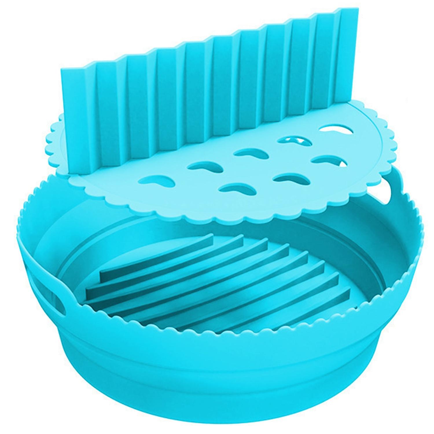 Silicone Fryer Pot Non-Stick High-Temperature Resistant Even Heat Distribution Foldable with Handle