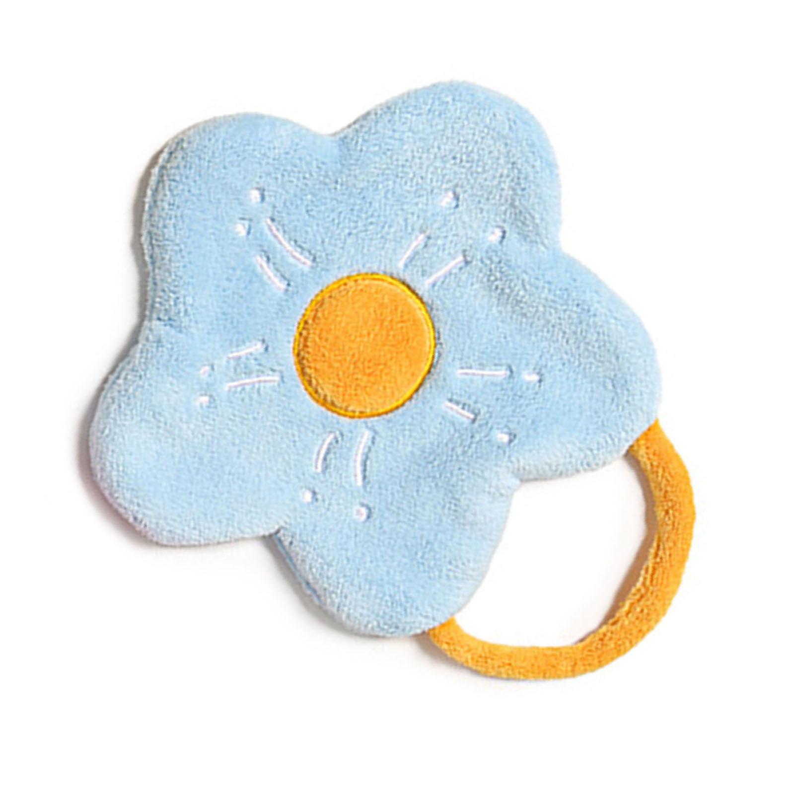 Towel Double Layer Coral Fleece Flower Shape Strong Absorption Ability Soft Hanging Hand Towel Light Blue 