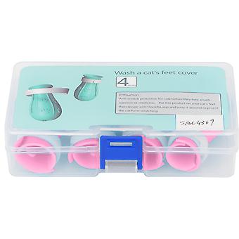 Katzenstiefel AntiKratzer Katzenschuhe Silikonfußabdeckungen geeignet für Tierkliniken Tierhandlungen (Einzelbox rosa 4 Stück)