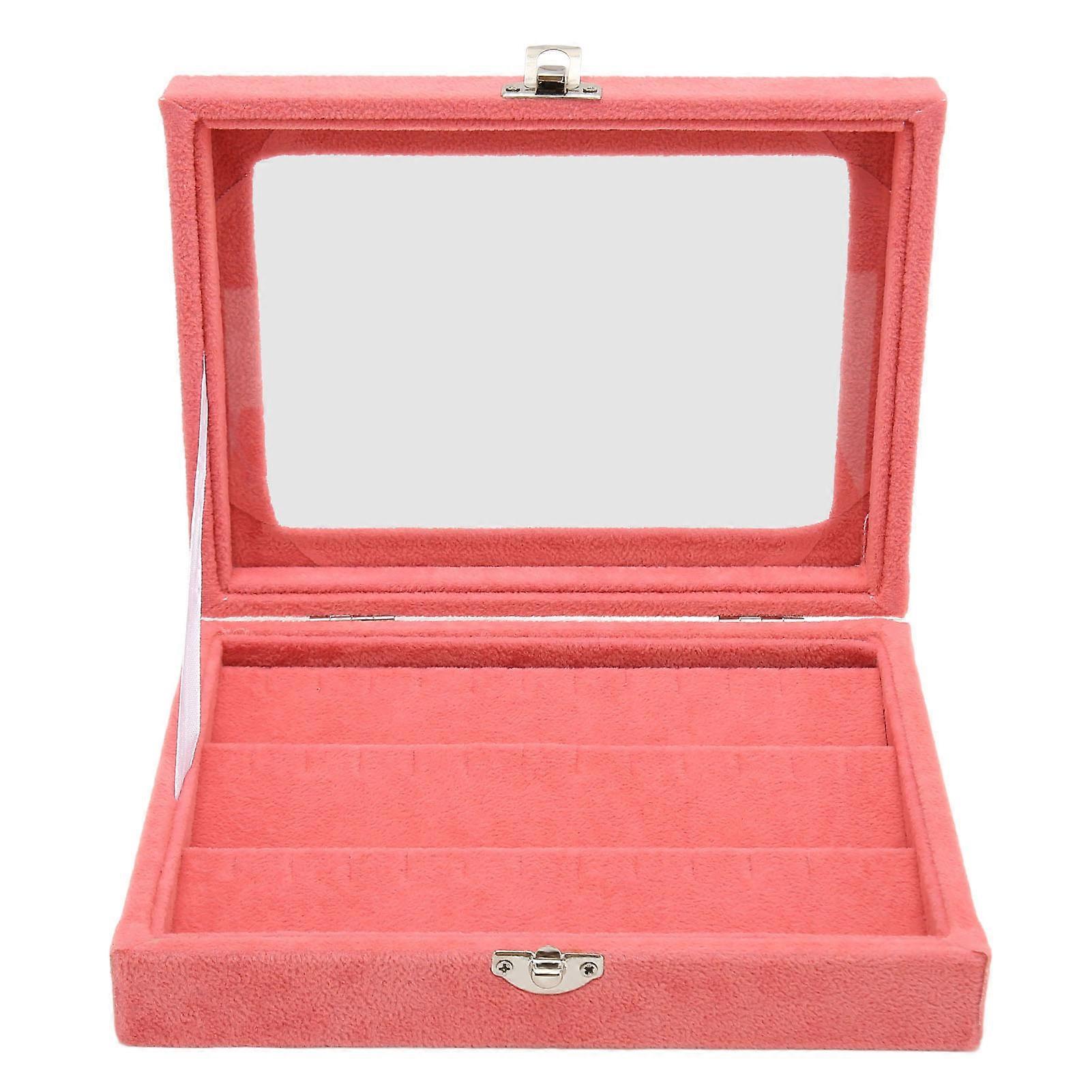 Pink Pin Display Case - Transparent Glass Lid Storage Box