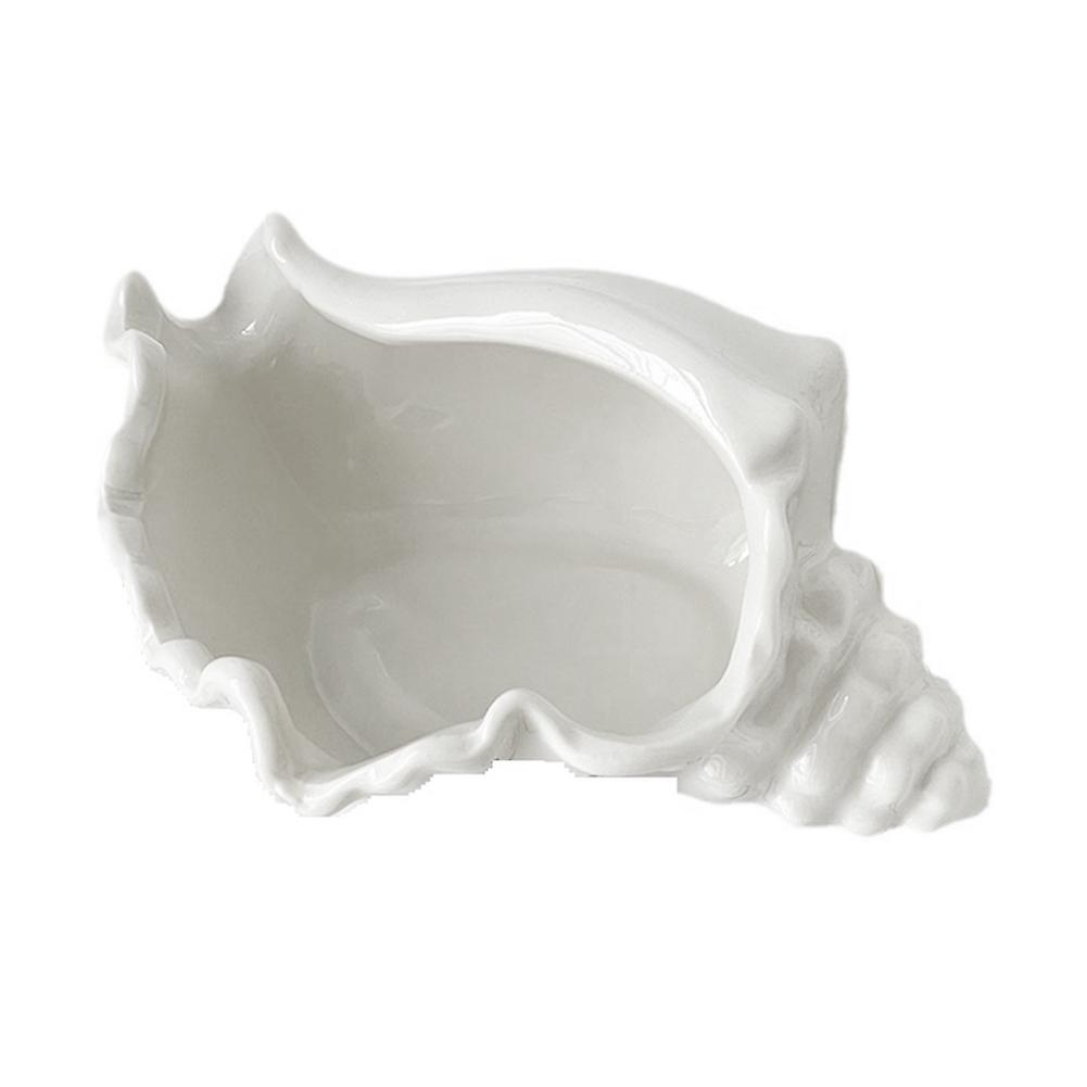 Conch Shell Tea Light Candle Holder, Shell Jewelry Dish, Ocean Beach Theme Ceramic White Shell Jewe