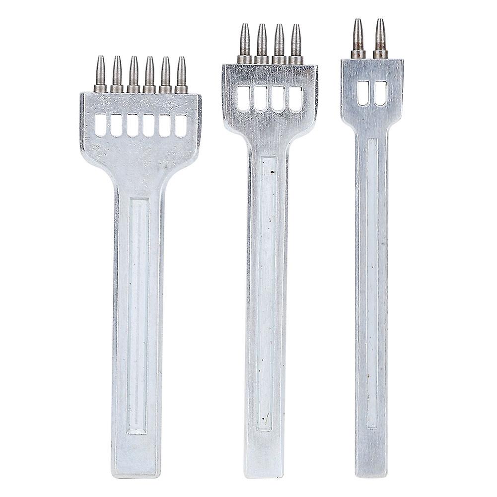 3 Pcs Prong Chisel Leather HCS 4mm Spacing Stitching Punch Tool 2+4+6 Prong Chisel (4mm(2+4+6) )