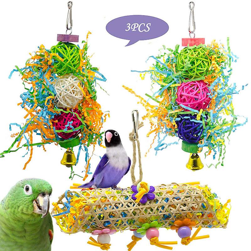 Safe and non-toxic bird toys parrot bits brushed takraw ball skewers 3-piece set