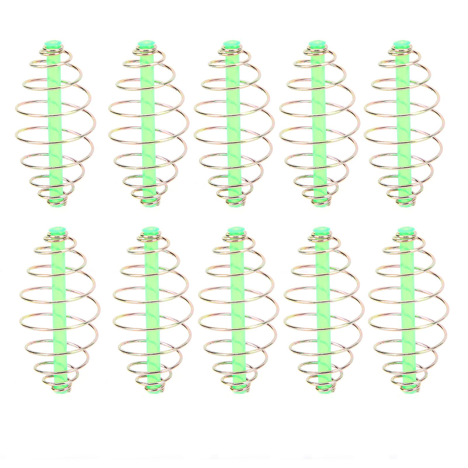 10PC Spring Coil Inline Method Feeder Coil Inline Metal Bait Thrower Feeder Fishing TackleL