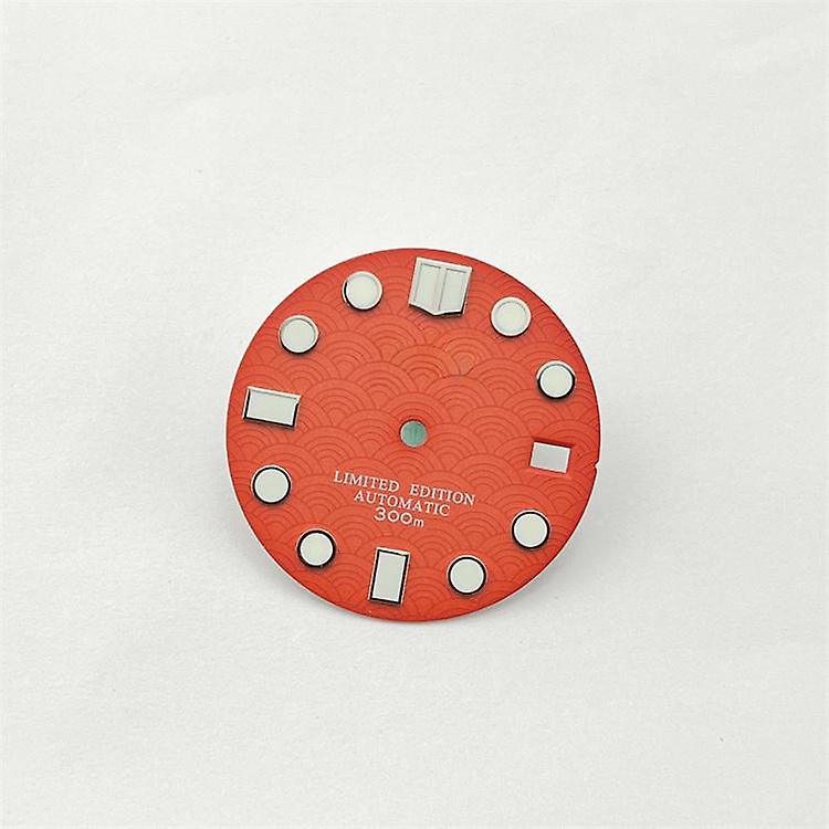 For NH35 Movement Dial 28.5mm Watch Dial Fish Scale Finish Green Luminescent Dial