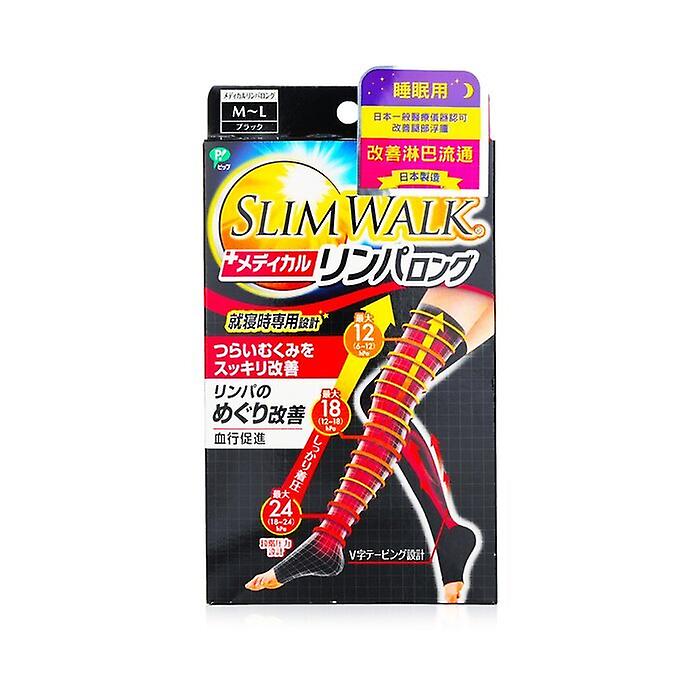 Slimwalk Medical Lymphatic Compression Socks, Long Type - # Black (size: M-l) 1pair