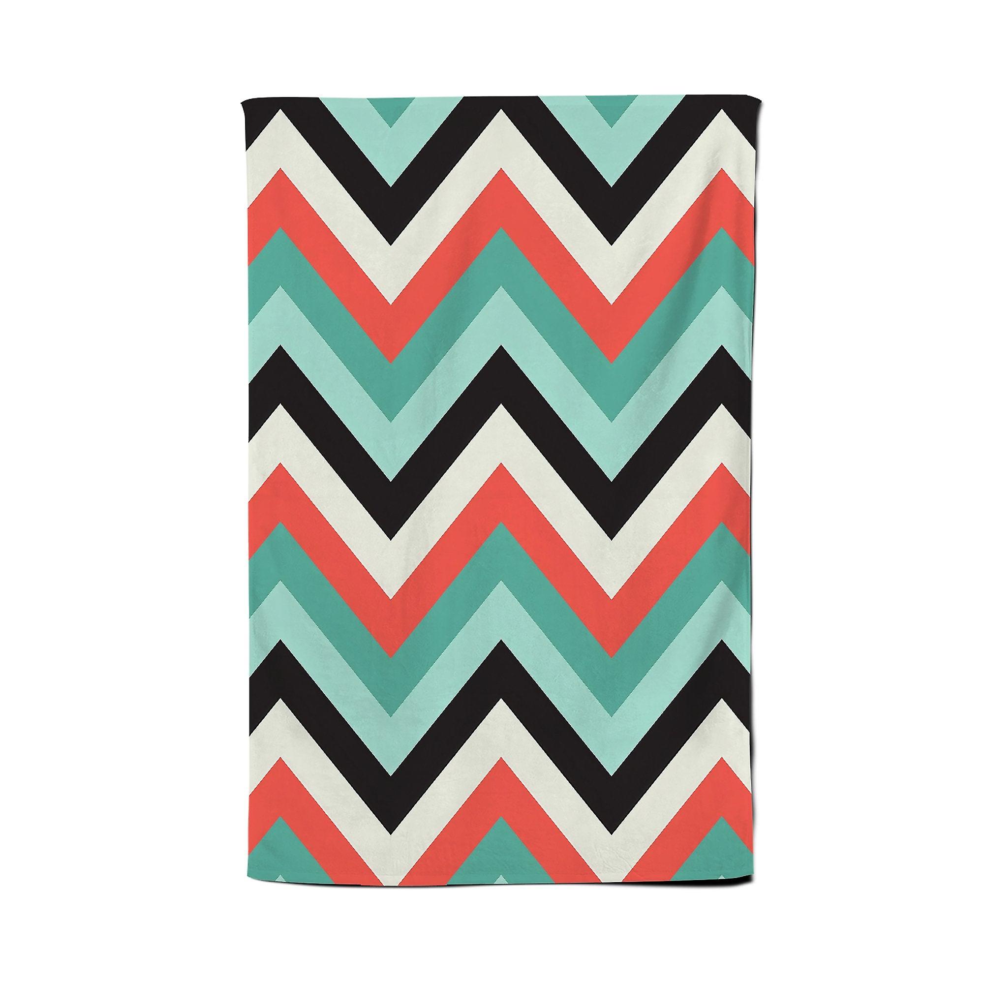 Geometric Colored Chevron Pattern Tea Towel