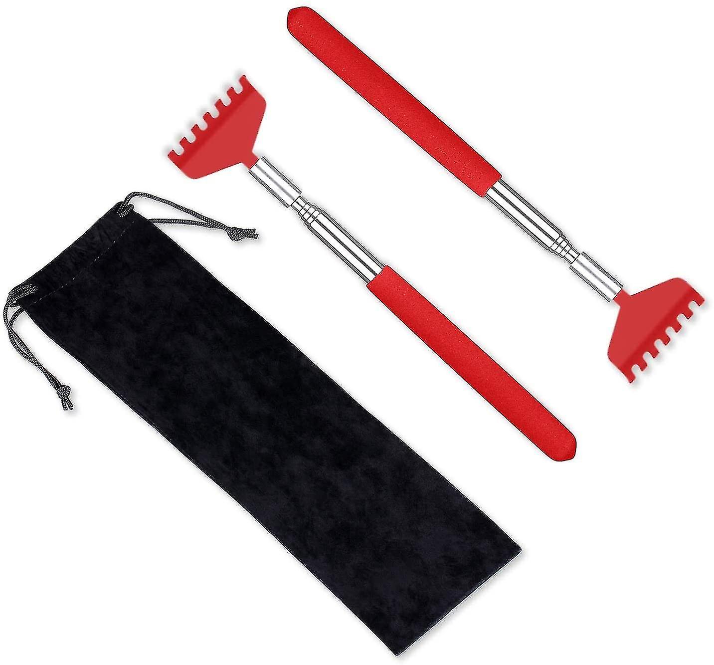 2 Pack Portable Extendable Back Scratcher, Stainless Steel ,red