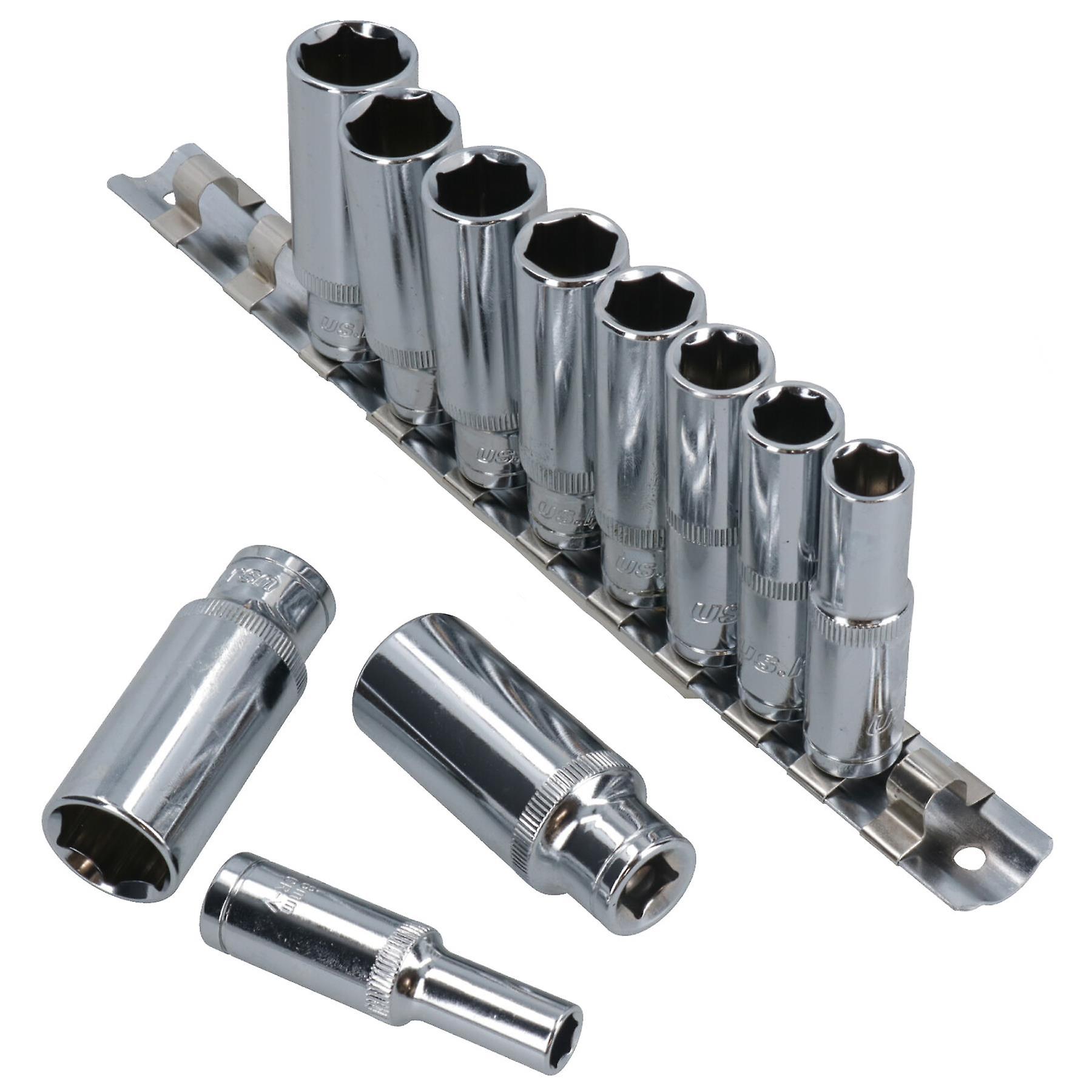 3/8" Drive Double Deep Metric MM Sockets Single Hex 6 Sided 8mm - 19mm 11pc