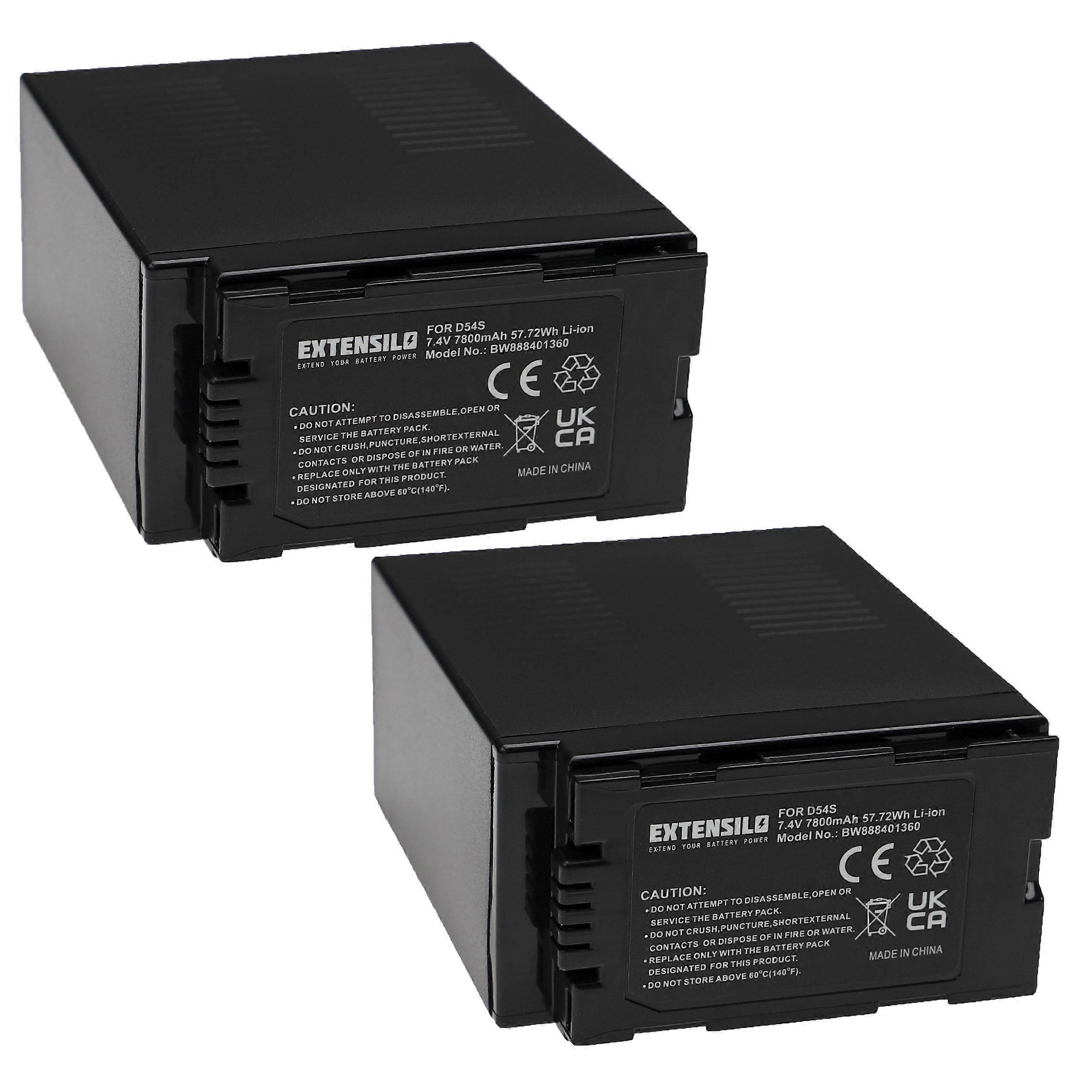 EXTENSILO 2x Vaihtoakku Panasonic CGP-D320, CGP-D120, CGP-D110, CGP-D28SE/1B, CGP-D220 videokameraan (7800 mAh, 7.4 V, Li-ion)