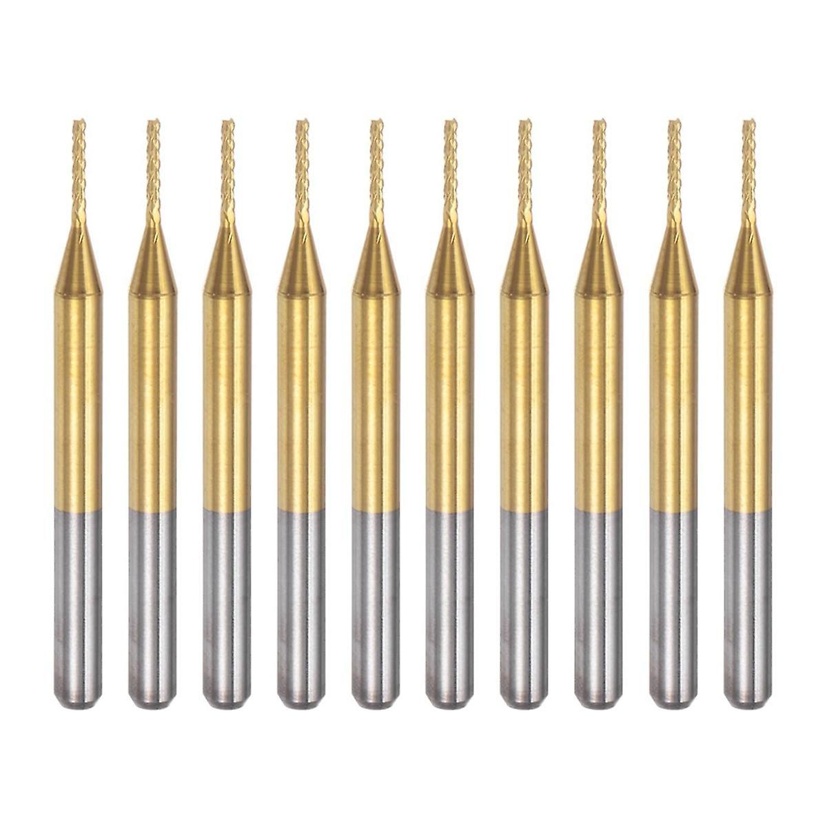 10PCS Fraise de fraise de gravure en carbure de titane fraise de fraise de gravure Fraise CNC bits pour machine à circuits imprimés, tige de 1/8 pouce 0,9 mm
