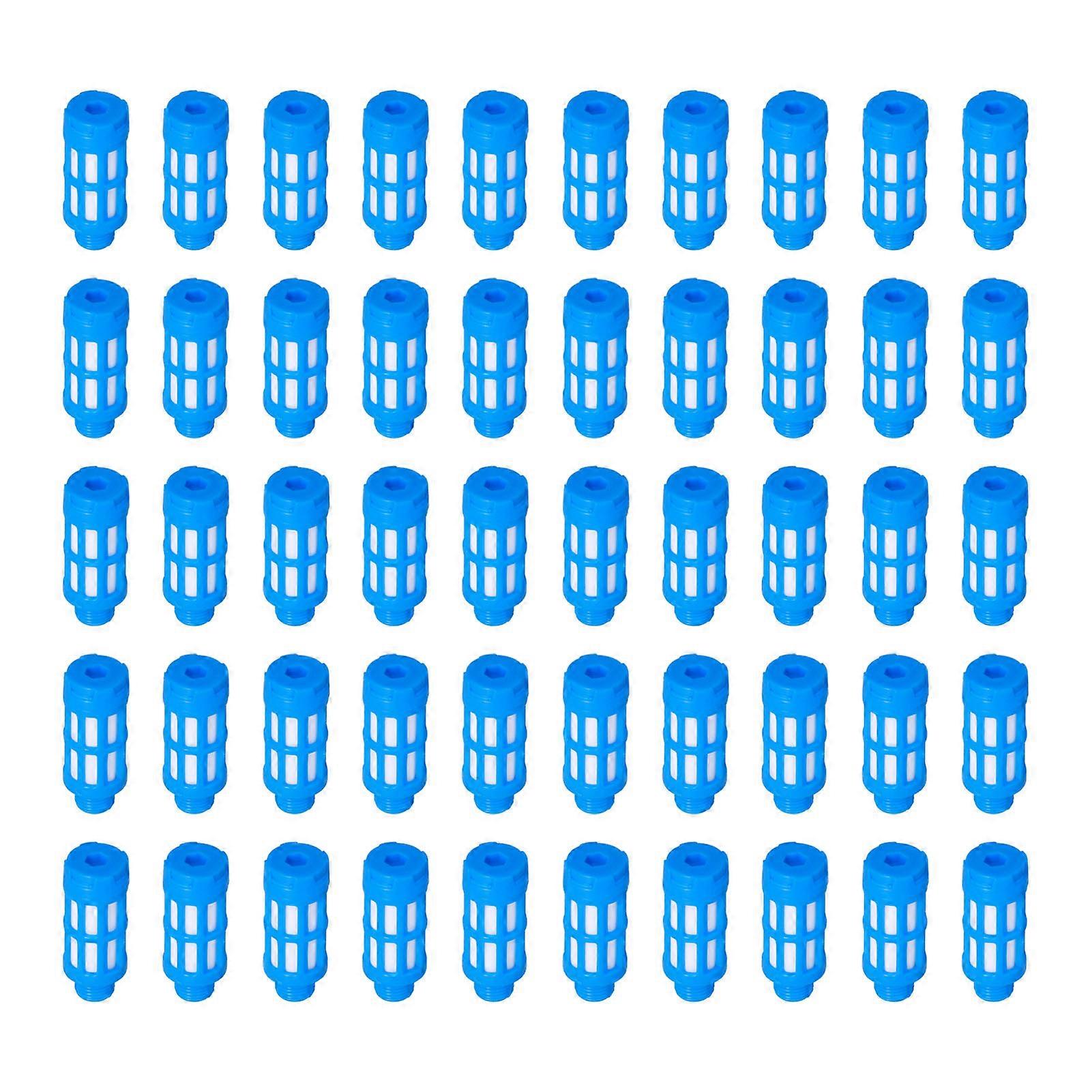 Plastic Pneumatic Muffler Air Line Flow Control Exhaust Silencer Compressor Fitting Blue50pcs Psu01