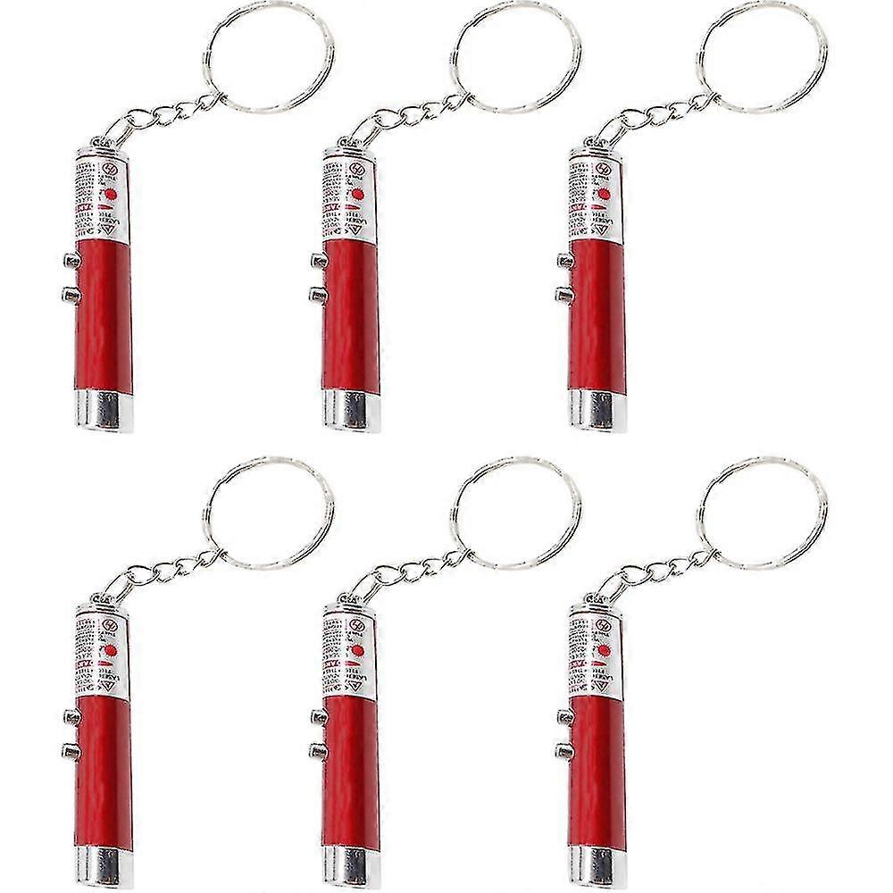 6pcs Mini Laser Pointer Cat Toy With Keychain Flashlight Funny Kitten Toy