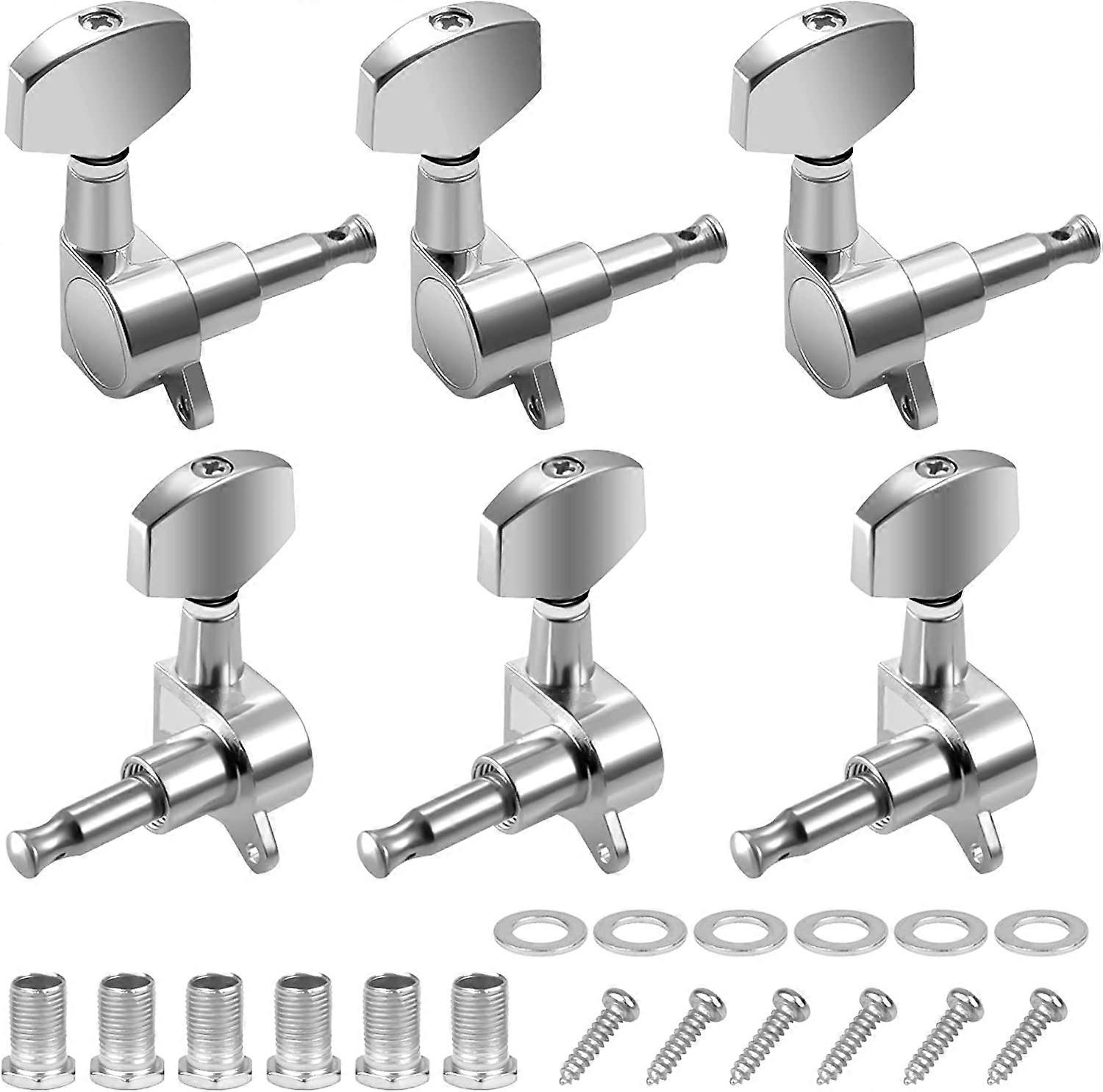 6 Pieces 3L3R Chrome Guitar Tuning Machines, Guitar Tuners, Guitar Pegs, Guitar Tuning Keys, String Tuners