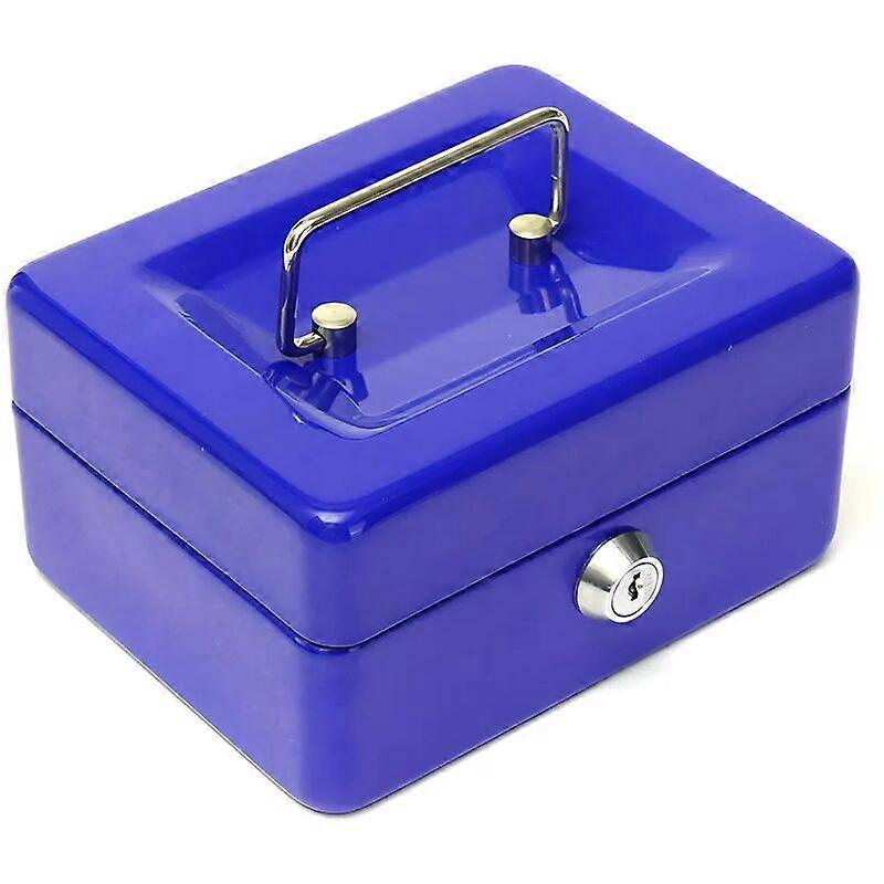 Safe Box Safe Lockable with 2 Keys Sheet Steel Lockable Money Counting Box Insertion Blue