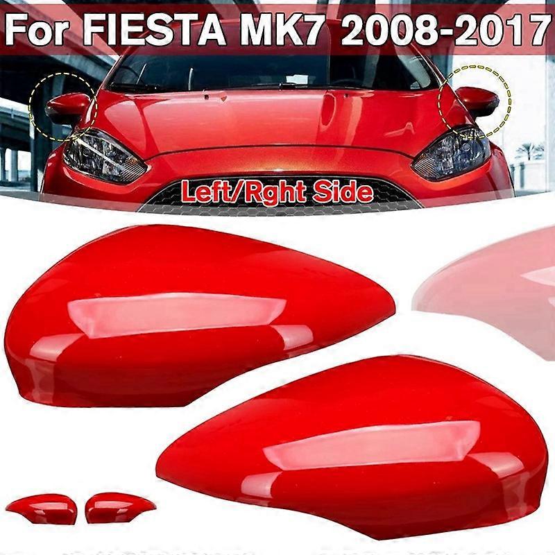 New-wing Door Rearview Mirror Cover Side Mirror Cap Shell For Ford Fiesta Mk7 2008- Red