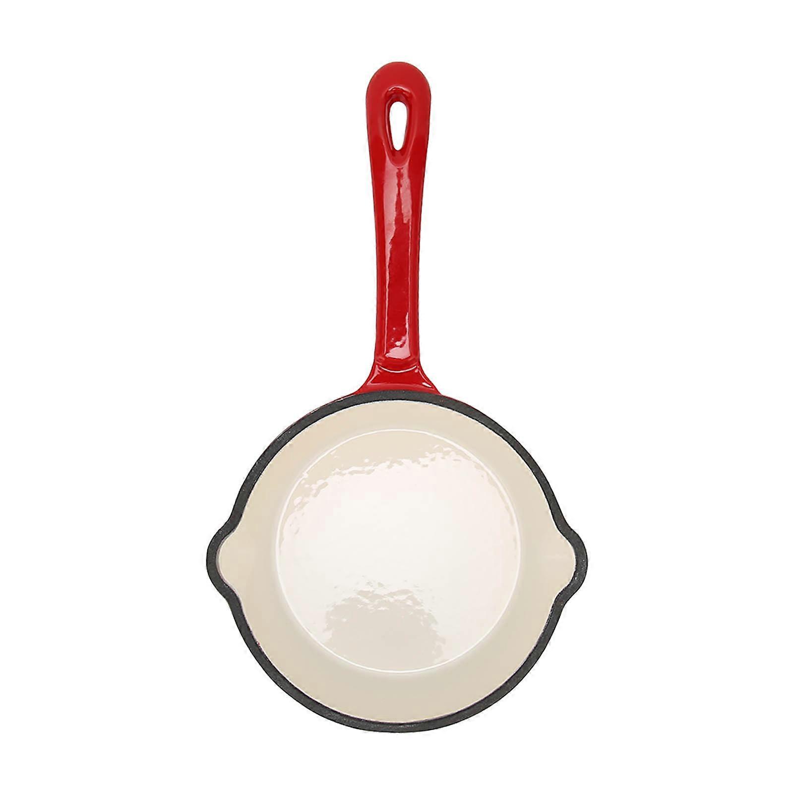 Deep Frying Pan Cast Iron Enamel Double Layers Nonstick Surface Long Handle Durable Sturdy Saute Pan for Home Restaurant
