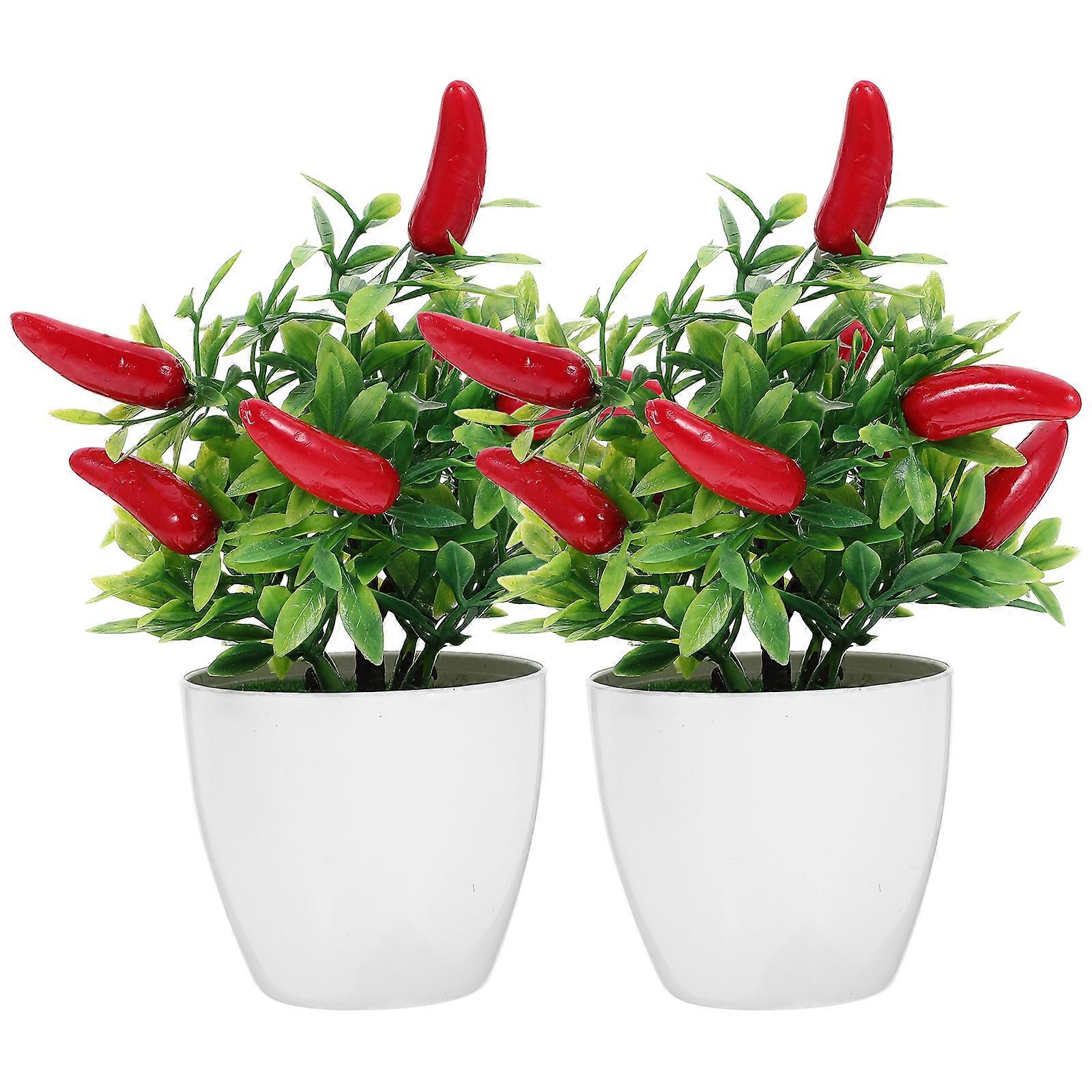 2pcs Artificial Pepper Tree Fake Pepper Tree Bonsai Small Pepper Tree Bonsai Decoration