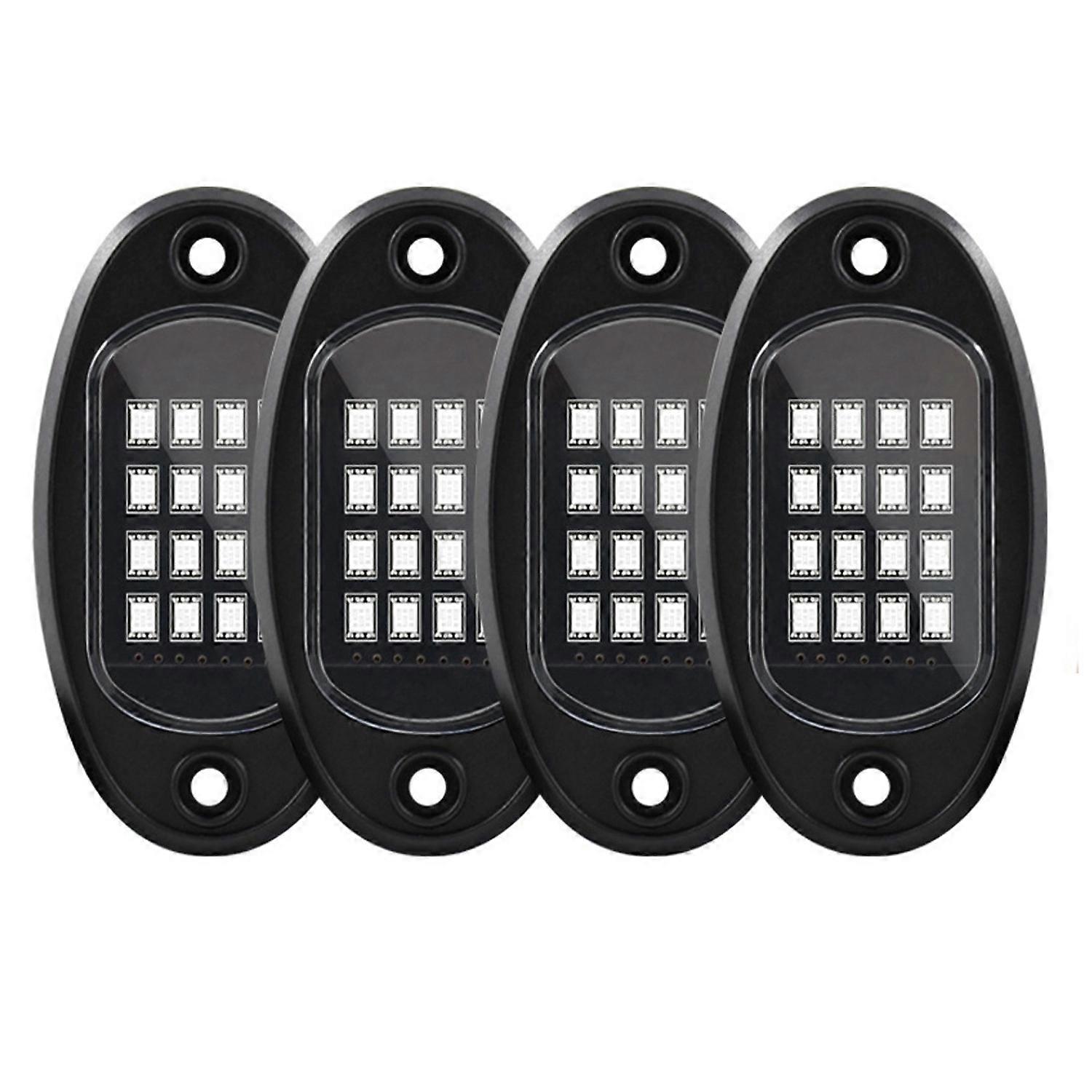 4 Pods RGB LED Rock Lights Kit Underglow Multicolor Neon Light Pod with Bluetooth App Control for T