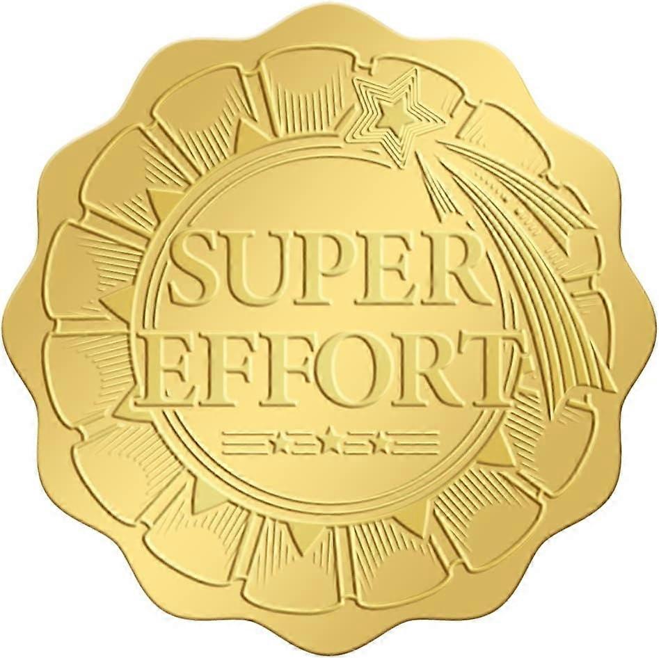 2 Inch Gold Foil Embossed Seals Stickers 100pcs Super Effort Certificates Envelope Stickers Seal Adhesive